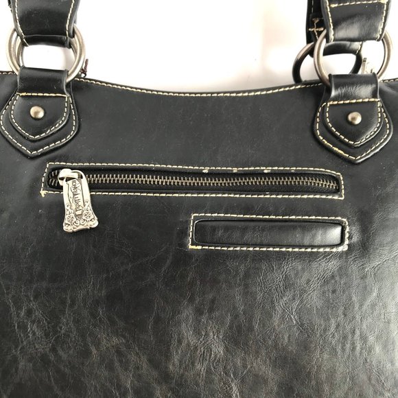 TRINITY RANCH Teal Tooled Genuine Leather Bag - Picture 5 of 15